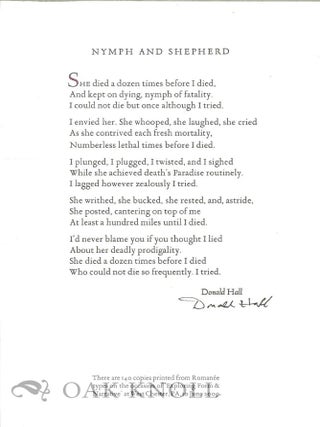 Order Nr. 129729 NYMPH AND SHEPHERD. Donald Hall