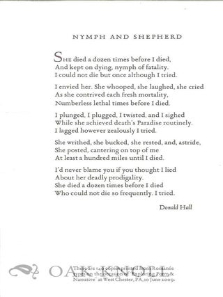 Order Nr. 129730 NYMPH AND SHEPHERD. Donald Hall