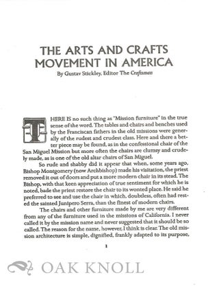 THE ARTS AND CRAFTS MOVEMENT IN AMERICA.