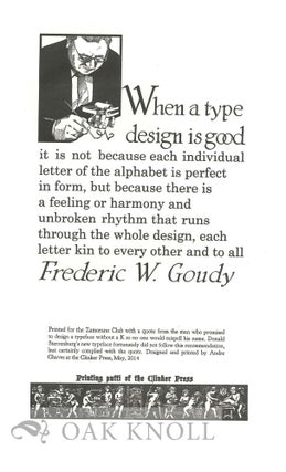 Order Nr. 129869 WHEN A TYPE DESIGN IS GOOD. Frederic W. Goudy