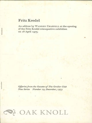 Order Nr. 129965 FRITZ KREDEL. Warren Chappell
