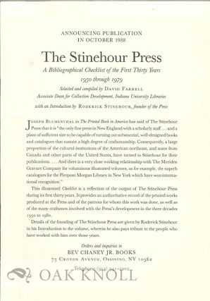 Order Nr. 129966 Publication Announcement by The Stinehour Press