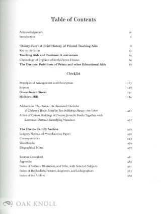 THE DARTONS: PUBLISHERS OF EDUCATIONAL AIDS, PASTIMES & JUVENILE EPHEMERA, 1787-1876. A BIBLIOGRAPHICAL CHECKLIST.