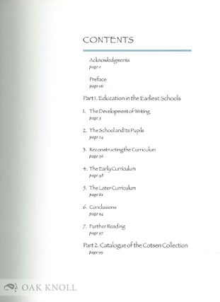 EDUCATION IN THE EARLIEST SCHOOLS