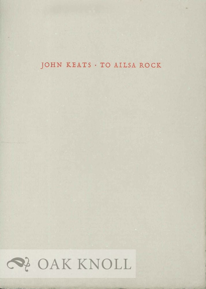 Order Nr. 130263 TO AILSA ROCK. John Keats.