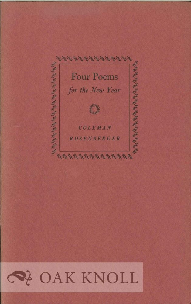Order Nr. 130309 FOUR POEMS FOR THE NEW YEAR. Coleman Rosenberger.