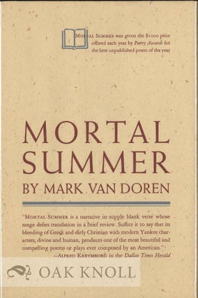 Order Nr. 130345 MORTAL SUMMER. Mark Van Doren