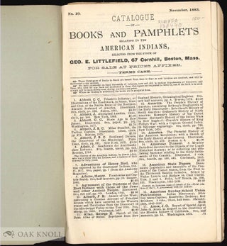Order Nr. 130440 CATALOGUE OF BOOKS AND PAMPHLETS RELATING TO THE AMERICAN INDIANS