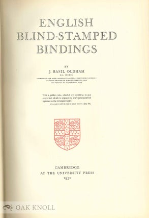 ENGLISH BLIND-STAMPED BINDINGS.