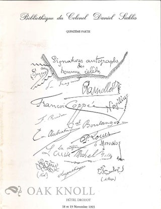 Order Nr. 130578 BIBLIOTHÈQUE DU COLONEL DANIEL SICKLES