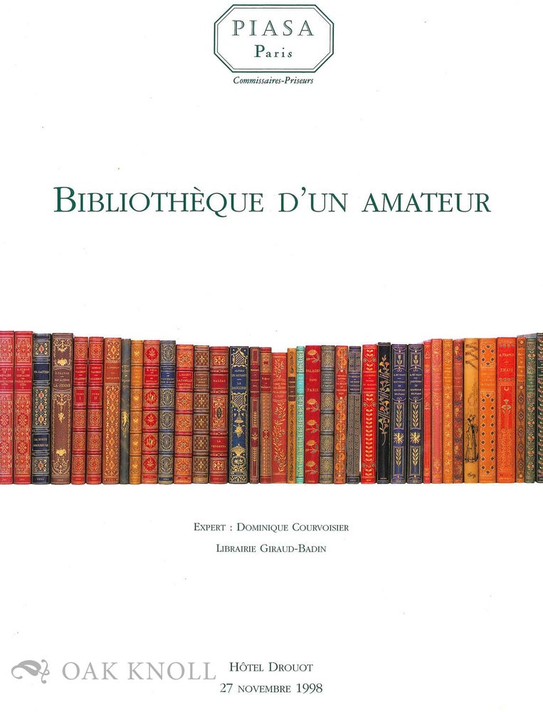 Order Nr. 131620 BIBLIOTHÈQUE D'UN AMATEUR.
