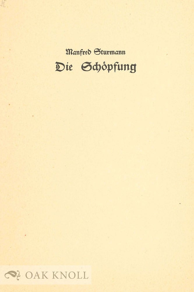 Order Nr. 131637 DIE SCHÖPFUNG. Manfred Sturmann.