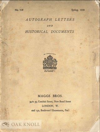 Order Nr. 131653 AUTOGRAPH LETTERS AND HISTORICAL DOCUMENTS. Maggs
