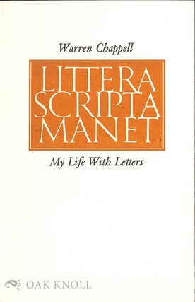 Order Nr. 131771 MY LIFE WITH LETTERS. Warren Chappell