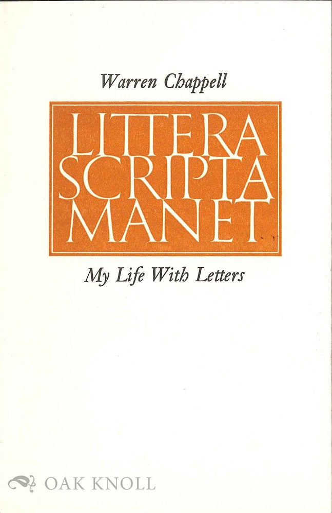 Order Nr. 131771 MY LIFE WITH LETTERS. Warren Chappell.