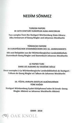 TURKISH PAPERS IN 16TH CENTURY EUROPEAN ALBA AMICORUM.