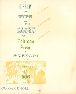 Order Nr. 132472 DISPLAY OF TYPE IN THE CASES OF POLTROON PRESS & NOVELTY CO