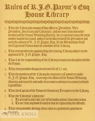 Order Nr. 132519 RULES OF R.J.G. PANYE'S ESQ HOUSE LIBRARY