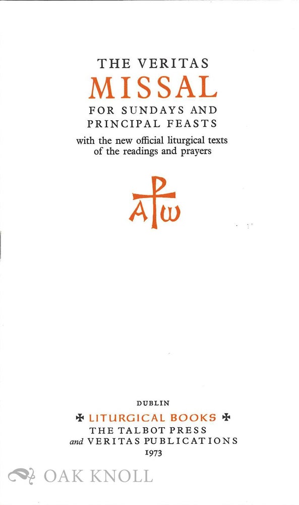 Order Nr. 132528 Prospectus for THE VERITAS MISSAL FOR SUNDAYS AND PRINCIPAL FEASTS.