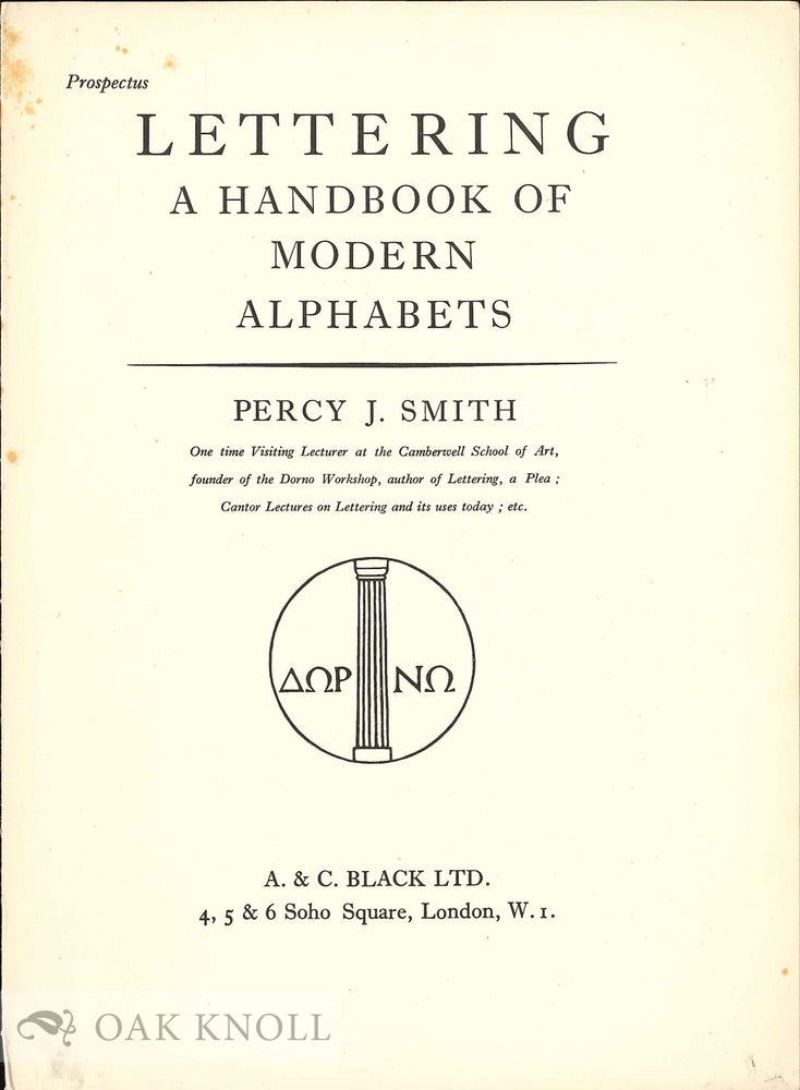 Order Nr. 132548 Prospectus for LETTERING: A HANDBOOK OF MODERN ALPHABETS. Percy J. Smith.