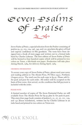 Order Nr. 132629 Prospectus for SEVEN PSALMS OF PRAISE