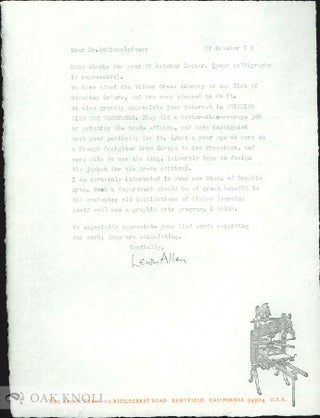 Order Nr. 132834 Four letters from Lewis Allen to Richard Schimmelpfeng. Lewis Allen