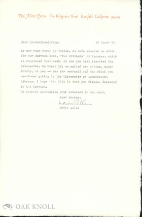 Four letters from Lewis Allen to Richard Schimmelpfeng.