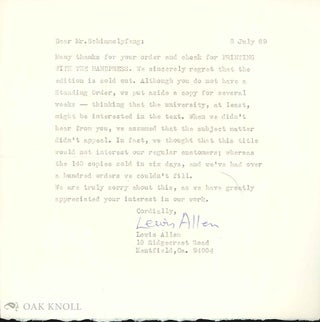 Four letters from Lewis Allen to Richard Schimmelpfeng.
