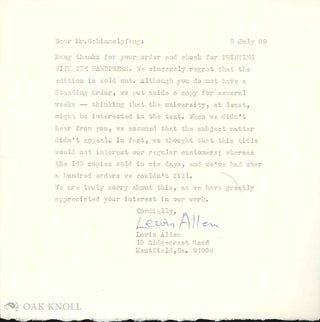 Four letters from Lewis Allen to Richard Schimmelpfeng.