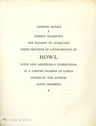 Order Nr. 133060 Publication Announcement by Andrew Grabhorn and Andrew Hoyem