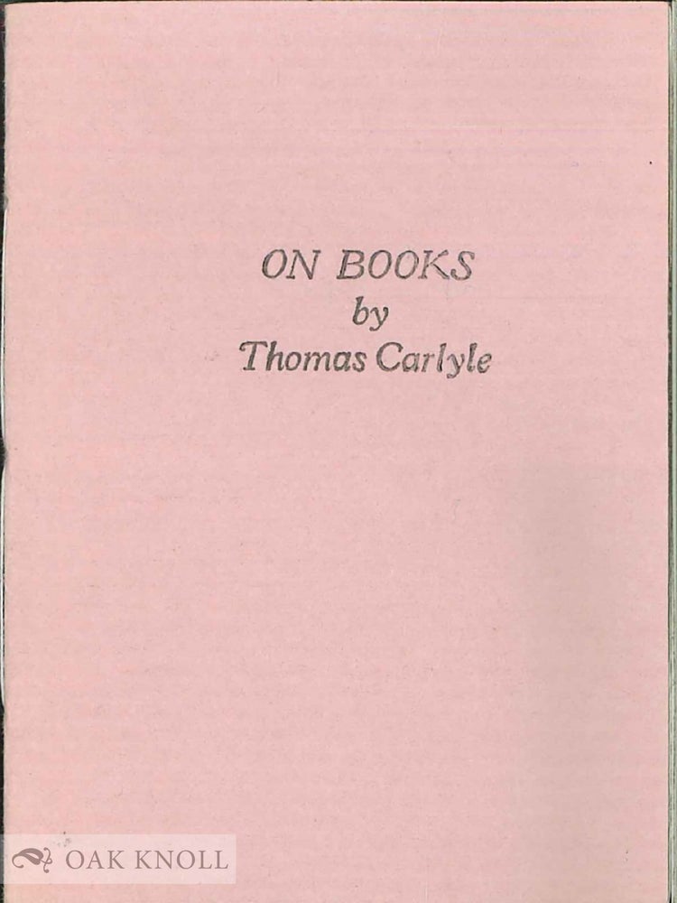 Order Nr. 133400 ON BOOKS. Thomas Carlyle.