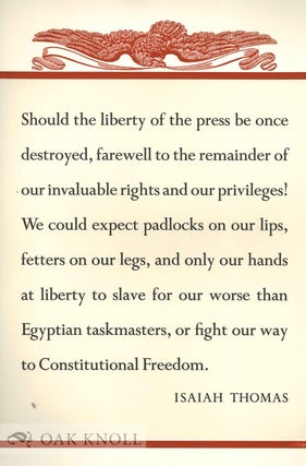 SHOULD THE LIBERTY OF THE PRESS BE ONCE DESTROYED. . . .