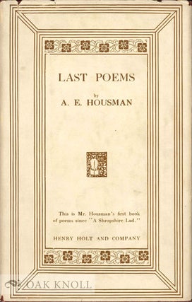 Order Nr. 133489 LAST POEMS. A. E. Housman