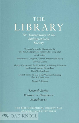Order Nr. 133558 THE LIBRARY:THE TRANSACTIONS OF THE BIBLIOGRAPHICAL SOCIETY