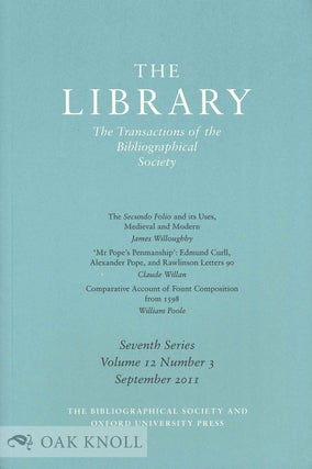 Order Nr. 133559 THE LIBRARY:THE TRANSACTIONS OF THE BIBLIOGRAPHICAL SOCIETY