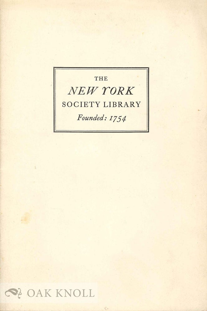 Order Nr. 133569 NEW YORK SOCIETY LIBRARY.
