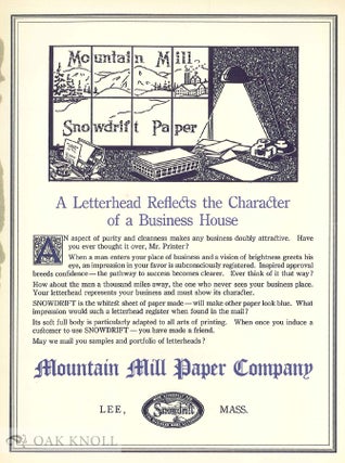 DIRECT ADVERTISING & SAMPLE BOOK OF MILL BRAND PAPERS.