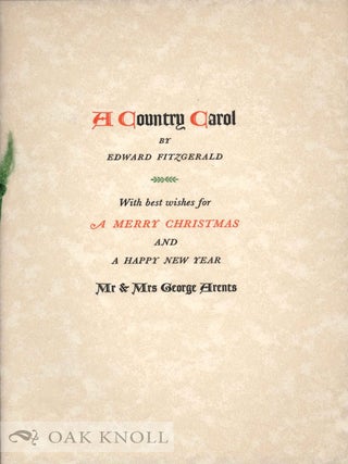 Order Nr. 133629 A COUNTRY CAROL. Edward Fitzgerald