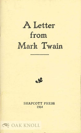 Order Nr. 133773 A LETTER FROM MARK TWAIN. Mark Twain