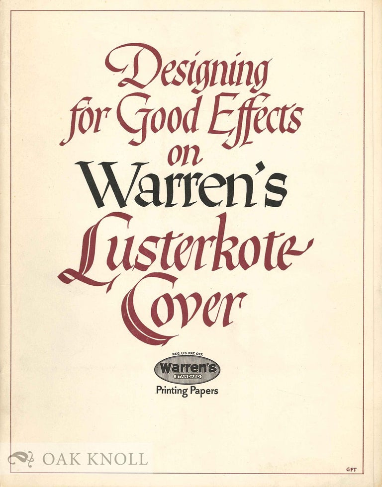 Order Nr. 133788 DESIGNING FOR GOOD EFFECTS ON WARREN'S LUSTERKOTE COVER.