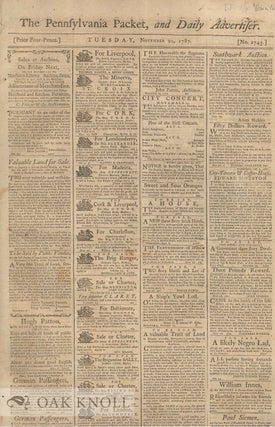Order Nr. 133820 THE PENNSYLVANIA PACKET, AND DAILY ADVERTISER