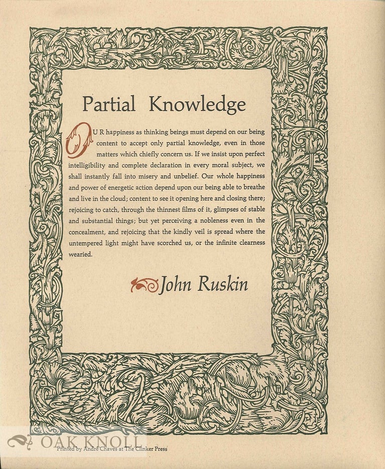 Order Nr. 134033 PARTIAL KNOWLEDGE. John Ruskin.