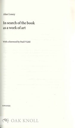 IN SEARCH OF THE BOOK AS A WORK OF ART