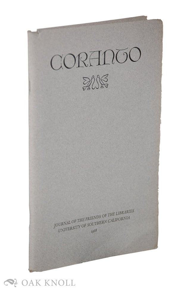 Order Nr. 134155 CORANTO: JOURNAL OF THE FRIENDS OF THE LIBRARIES.