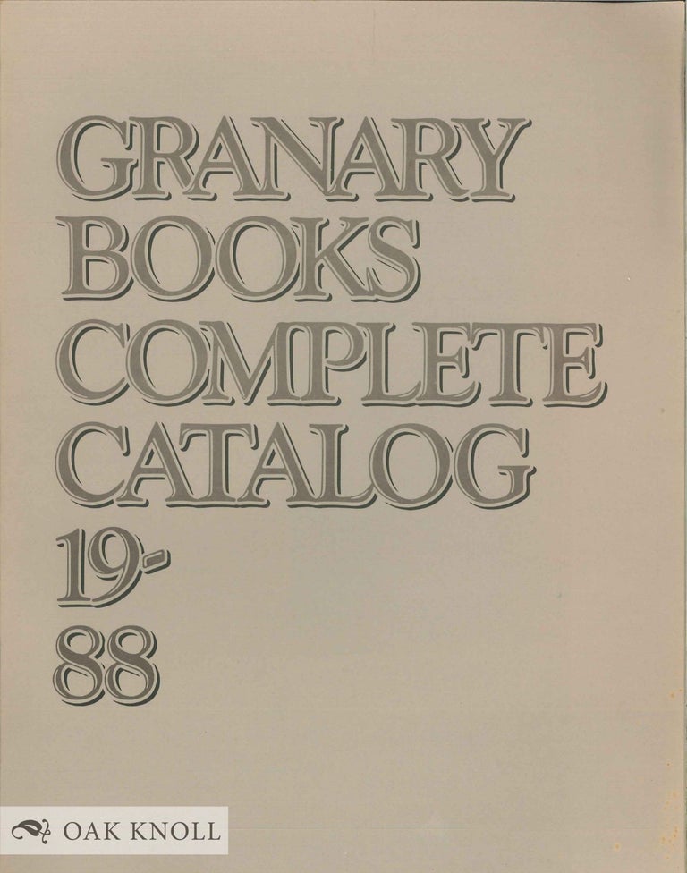 Order Nr. 134234 GRANARY BOOKS COMPLETE CATALOG.