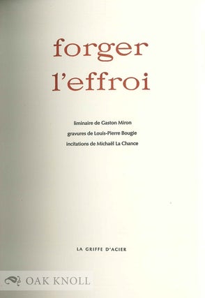 FORGER L'EFFROI.