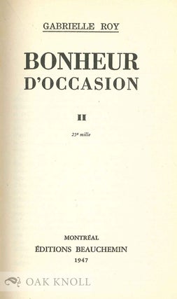BONHEUR D'OCCASION.