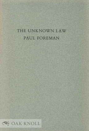 Order Nr. 134594 THE UNKNOWN LAW. Paul Foreman