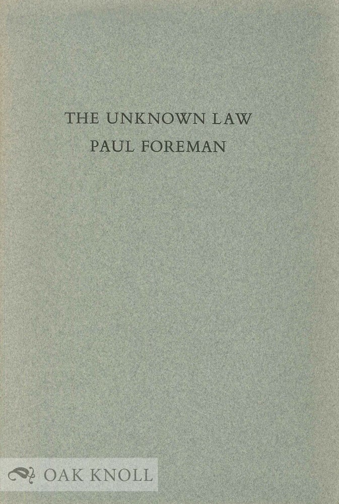 Order Nr. 134594 THE UNKNOWN LAW. Paul Foreman.