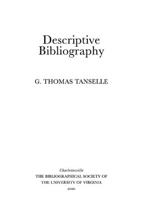 DESCRIPTIVE BIBLIOGRAPHY